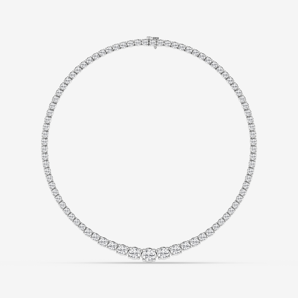 Additional Image 3 for  20 ctw Round Lab Grown Diamond Four Prong Graduated Tennis Necklace